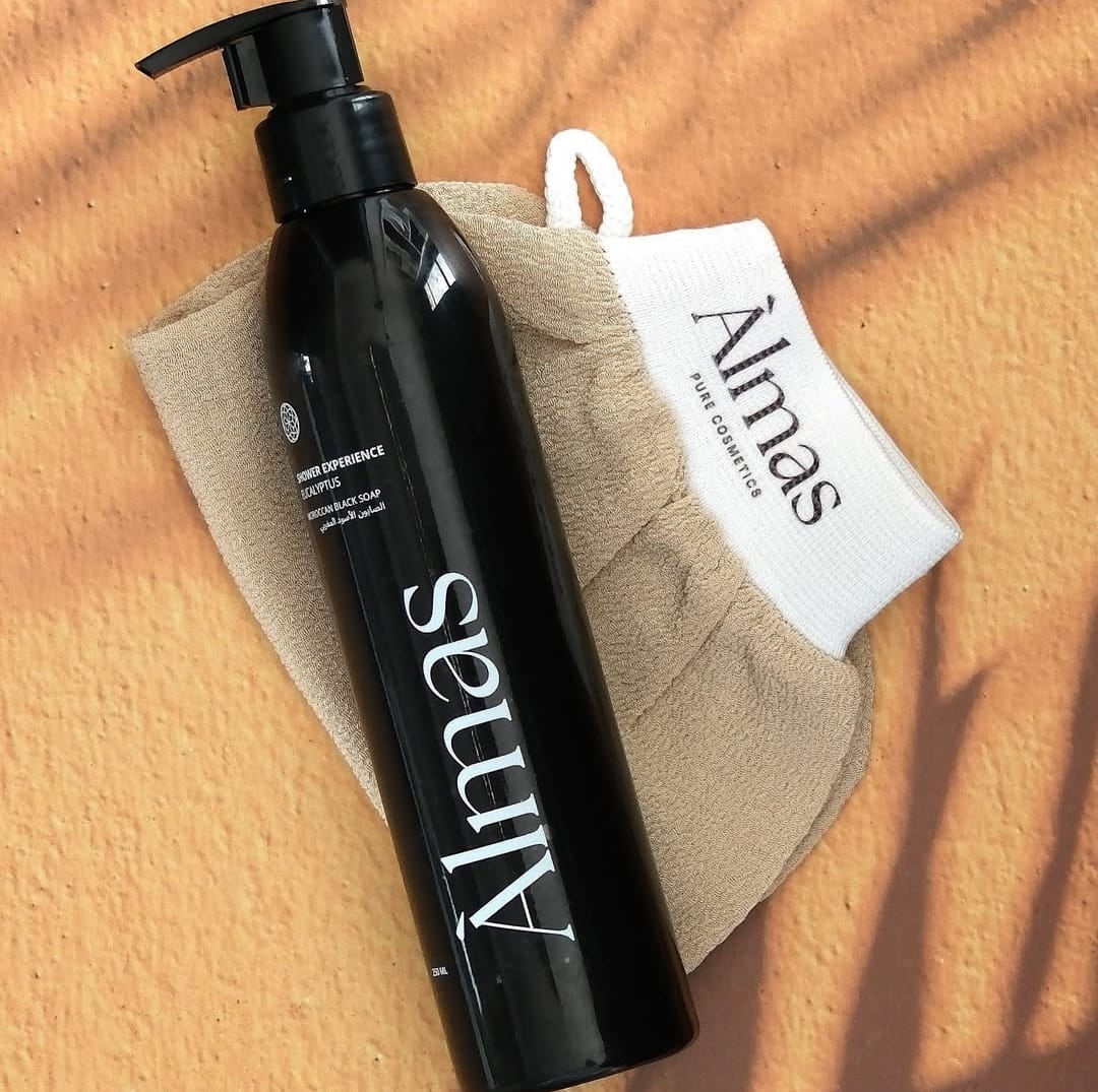 Gant exfoliant marocain Almas – Kessa avec savon noir liquide