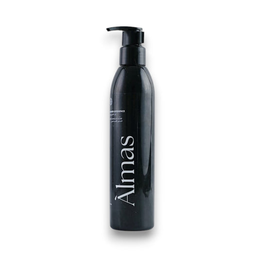 Savon noir hammam Almas en format liquide – eucalyptus fond blanc